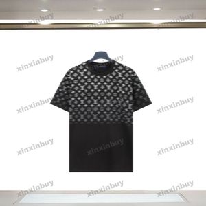 xinxinbuy 2024 Men designer tee t shirt gradient brev tryckning 1854 kvinnor svart vit blå röd xs-l