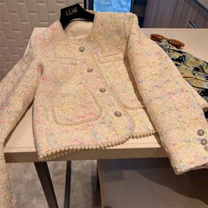 Fashion Tweed Blazers Women Autumn Winter Loose ONeck SingleBreasted Suit Jacket Female Korean Style Elegant Lady Coat D01 240109