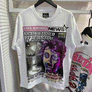 magliette Hellstar Designer magliette grafiche Tee All-Match All-Match Hipster in tessuto in tessuto Street Graffiti Lettering Stampa vintage T-shirt con adattamento a cotto colare 1q