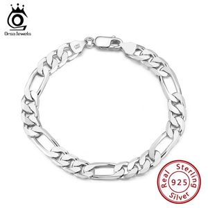 Pierścienie Orsa Klejnoty Premium Jakość Sterling Sier Italian 6,5 mm Figaro Link Chain Bransoletka dla kobiet mężczyzn dla Dziewczęta chłopcy 7 „do 9” SB108