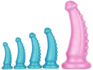 Flüssigsilikon Tentakel Analdildo Super weicher Butt Plug Anus Vagina Expansion Prostatamassager Sexspielzeug für Frauen Männer Paare X02263383