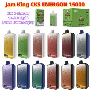 Original vapes disposable puff 15k vape desechable Jam King CKS ENERGON 15000 vape puff 24ml 650mah Electronic Cigarette Power Screen Display USB-C juice flavor