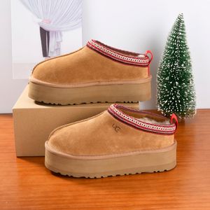 Designer slides chinelos tasnans chinelo clássico ultros mini plataforma bota mulheres mostarda semente castanha slip-on petites camurça mistura de lã inverno mulheres plana camurça