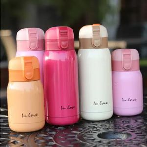 200 ml/350 ml Śliczne cukierki Mini Thermos Cup Kids Cartoon Water Butelka ze stali nierdzewnej Kubek do kawy termiczny Kollka próżniowa Izolowana 240110