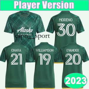 espnsport 2023 Portland Timbers Player Version Herren-Fußballtrikots BRAVO MORA BLANCO NIEZGODA CHARA Y.CHARA Heim-Fußballtrikot für Erwachsene, kurzärmelige Uniformen