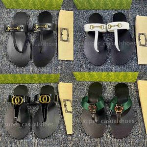 luxury Designer Slippers G Sandals Men Women slides Flip flops Slipper Fashion Genuine Leather Metal Chain Ladies Flip flops with box 35-46