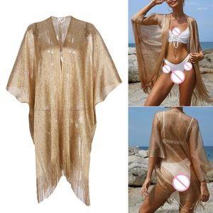Suknia dla kobiet w strojach kąpielowych Kimono plażowa bikini sheer siatkowe strój kąpielowy G99D
