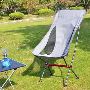 Camp Furniture Outdoor Ultra-Light Aluminium Alloy Folding Chair Portable ryggstödstrand Leisure Moon Fishing Barbecue Självkörande avföring