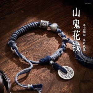 Charme pulseiras mão-tecido tibetano prata carregando cinta estilo étnico retro minoria montanha fantasma gastar dinheiro para esfregar corda de algodão