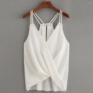 Frauen Tanks Sexy Weste Top V-ausschnitt Weiß Spaghetti Strap Tank Tops 2024 Frauen Ärmellose Camis Casual Lose Sommer Strand ropa Mujer