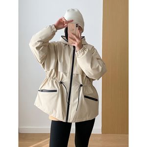 Miegofce Spring Women Coat Jacket Vindtät vindbrytare Fashion Medellång LOOK CLASSIC MODELL FITTED DUMPER POCKETS 210812