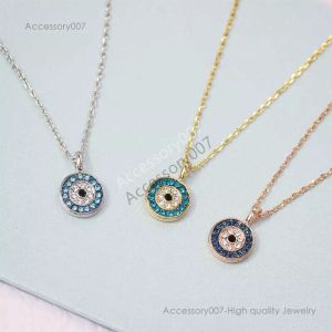 designer jewelry necklace Designer Rovski luxury New Devil's eye round Necklace women's blue eye mysterious element Blue Eye Pendant clavicle chain