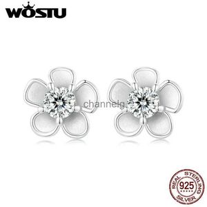 Stud Wostu 925 Sterling Silver 0.1 CT Moissanite Sakura Blossoms Flower Stud örhängen Pärl Drop örhängen Moissanite Bröllopsmycken YQ240110