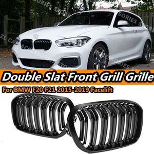 Nowy podwójny liste z przodu kratka chłodnicy Grill Grill dla BMW 1 seria F20 F21 120i LCI Falift 2015-2019 Akcesoria samochodowe