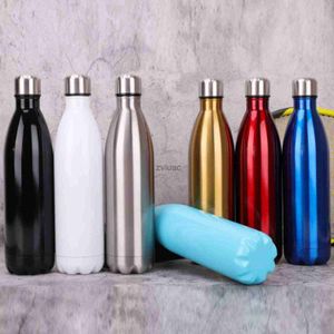 water bottle 304 Stainless Steel Sport Water Bottles Double Walled Vacuum Prevent Leakage Metal Insulated CupsKeep Cool and Hot 500ml YQ240110