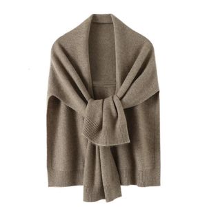 Sjal stickad topps cape höst vinter koreansk mode sweter damski varm vild solid halsduk cardigan poncho ropa mujer 240110