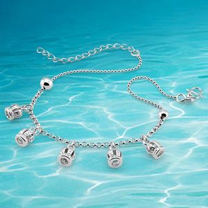 Anklets Delicate Crown Anklet 925 Sterling Silver Anklet For Women Fashion Wweet Romantic Summer Foot Jewelry Girls Birthday Presents