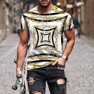 Homens camisetas High end padrão de luxo 3D impressão camiseta para homens estilo de rua manga curta tendência tees mulheres verão moda legal homens hip hop topsl240110