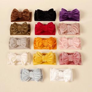 Hårtillbehör baby flicka bågar turban corduroy randig pannband öron varmare barn vinter diy handgjorda headwrap elastiska hårband