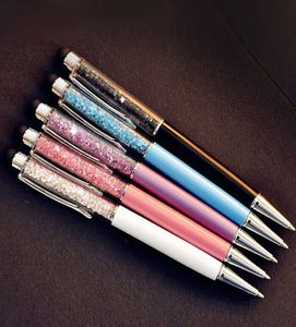 Fashion Design Creative Crystal Pen Diamond Ballpoint Pens Stationery Ballpen Stylus 20 Colors Oily Black Refill6254951