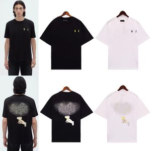 Mens T-shirt Ny 2024 berömda toppar Tshirt Crew Neck Kort ärmskjortor Hip Hop T-shirt Luxury Flocking Letter Animal Printed Tshirt 8 Styles Size S-XL Balck White