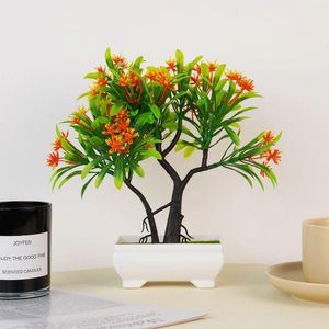 装飾的な花人工植物ボンサイスモールツリーポット偽の植物ホームルームのための鉢植えの装飾