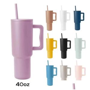 Tumblers Simple Modern 40oz rostfritt stål H3.0 koppar med handtagslock och St Big Capacity Travel -bilmuggar Håll dryck kall vakuum insat otx1c