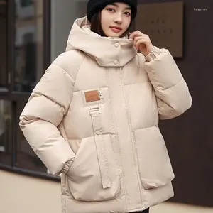 Casacos de trincheira femininos tendência estilo coreano solto oversize parkas casaco para mulheres simples cor sólida manter quente casual com capuz jaquetas de inverno