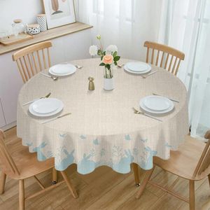 Table Cloth Hand-Painted Silhouette Of Easter Eggs Waterproof Tablecloth Decoration Wedding Home Kitchen Dining Room Round