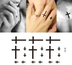 Tatuagem temporária à prova dwaterproof água homens e mulheres dedo flash tatuagem cruz pequeno padrão design transferência de água tatuagem stickers8807423
