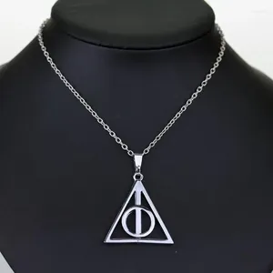 Pendant Necklaces Cross-border European And American Movies Around Deathly Hallows Triangle Round Retro Revolving Necklace Jewelry