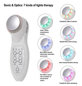 7 colori PDT Podynamics LED luce terapia di ringiovanimento della pelle anti invecchiamento ultrasonico Pon massaggiatore viso macchina di bellezza rughe2702543