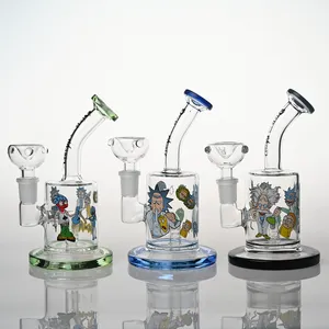 Hot Sale Factory Retail 3 Färger Cartoon Design H17cm Glass Vatten Bong Hookahs/Glass Oil Dab Rig Pipe 5mm Tjocklek Bongs med 14 mm Female Joint and Glass Bowl