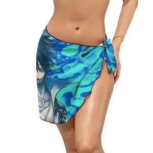 Cover-up My Hero Academia Beach Bikini Cover Up Vacation Anime Dabi Print Chiffon Wrap Scarf badkläder design täcker baddräkt omslag