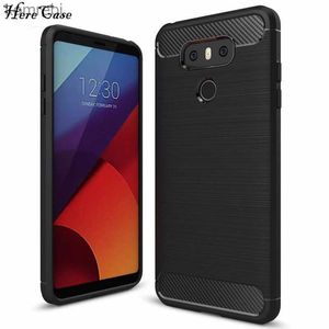 Casos de telefone celular HereCase Phone Case para LG G6 Fibra de carbono escovado fio desenho capa de silicone para LG G 6 LGG6 5,7 polegadas Mobile Phone ShellL240110