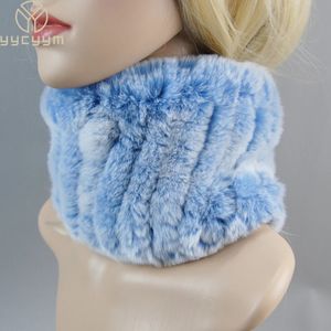 Women Hairband Headband Knitted Real Rex Rabbit Fur Scarves Headbands For Girls Neck Warmer Scarf Natural Fur Ring 240110