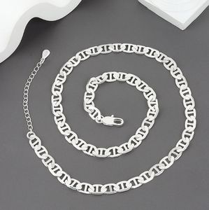 Łańcuchy o wysokim wzornictwie 925 Srebrny naszyjnik 5 mm szerokość Gift biżuterii w kształcie Z dla mężczyzn i kobiet 45 cm