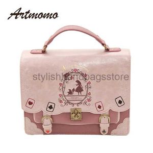 Totes Alice nel Paese delle Meraviglie Borse a tracolla assi femme vintage studentessa zainetto carte da gioco Borsa silhouette borse in pelleborse alla modanegozio