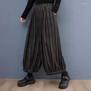 Kvinnors byxor #2968 VERTRICAL RIKED WIDE BEN Women Lose Vintage Baggy Ladies Ankle-Length Korean Style Retro Joggers