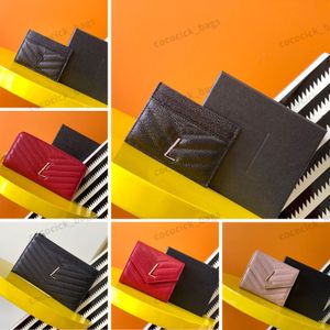 2024 Designerkort Holder Designer Wallet Wallet KeyChain Credit Card Coin Caviar Flip Button Luxury Bag Card Holder Solid Color Pebble Texture Luxury Wallet