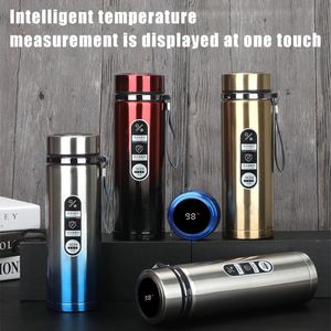 Thermos intelligente da 350-1000 ml Tazza ad alta capacità Bicchiere in acciaio inossidabile Bottiglia d'acqua isolata Boccetta per vuoto per tazza da tè da ufficio 240110