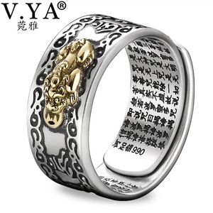 Halsketten V.ya 8mm 990 Sterling Silber Ring für Männer Männlich Einstellbare Größe Vintage Brave Troops Amulett Ringe Schmuck Bestes Geschenk