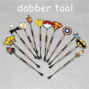 100st Rökning Cartoon Metal Dabber Tools Glass Bongs Tool Water Pipe Dab Oil Rigs Röktillbehör Silikon Nektar BJ