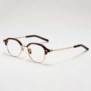 Optische Brillen für Männer und Frauen, Retro-Designer M121, modische Titan-Fiberglas-Rahmen, europäischer und amerikanischer ovaler Stil, Anti-Blaulicht-Linsenplatte mit Box