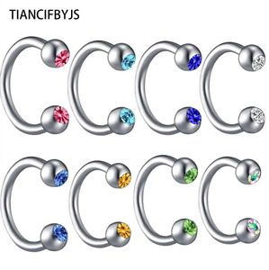 TiancifbyJs Silver Septum Gem Eyebrow Piercing 100pcslot med 10 Color Body 16G Nose Hoop Tragus Ear SMEEXCH MEN 240109