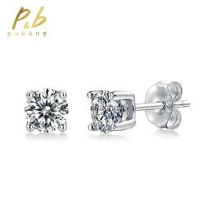 Stud pubang drobna biżuteria 925 Sterling Silver 0,5CTX2PCS Gra Moissanite Diamond Studs For Women Men Anniversary Gift Hurtowe YQ240110