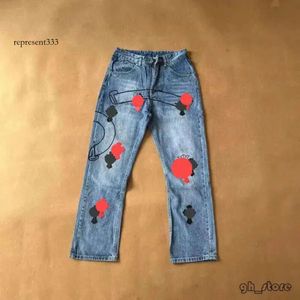 chrome jeans Mens Designer Make Old Washed Chrome Straight Trousers Heart Letter Prints for Women Men Casual Long Purple Jeans 913