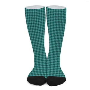 Kvinnors strumpor Green Black Houndstooth Small Pattern Trendy Kawaii Stockings Autumn Anti Skid Soft Graphic Skateboard