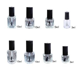 351015 ml tomt nagellackglasflaska klar bärbar UV -gel container återfylld förvaringslåda fyrkantig rund makeup rör borste697360