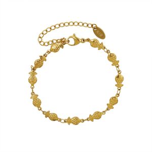 Dams Gold Armband rostfritt stål pläterat 18k guld kreativ söt liten fiskarmband mode smycken gåva